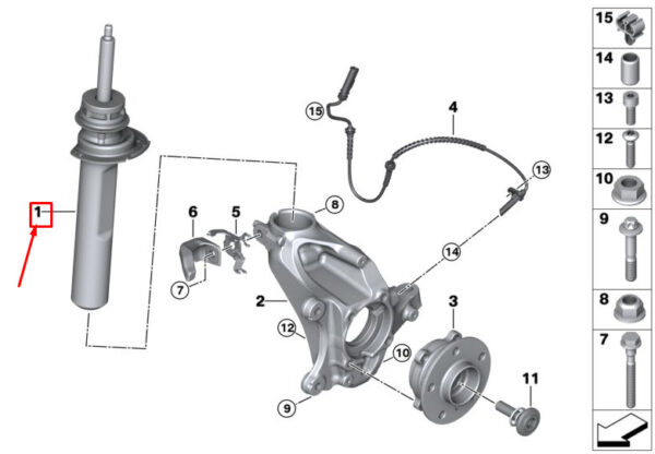 31316862703 - MINI CLUBMAN F54 FRONT LEFT SHOCK ABSORBER 31316862703 6862703 NEW GENUINE