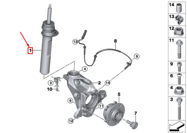 31316862704 - MINI CLUBMAN F54 FRONT RIGHT SHOCK ABSORBER 6862704 31316862704 NEW GENUINE