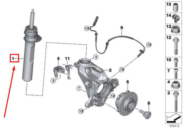 31316867209 - MINI COUNTRYMAN F60 Front Left Shock absorber 6867209 31316867209 NEW ORIGINAL