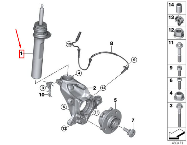 31316867213 - MINI COUNTRYMAN F60 Front Left Shock absorber 31316867213 6867213 NEW ORIGINAL