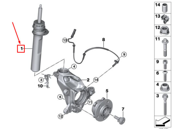 31316870817 - MINI COOPER F55 FRONT LEFT SHOCK ABSORBER 31316870817 6870817 NEW GENUINE