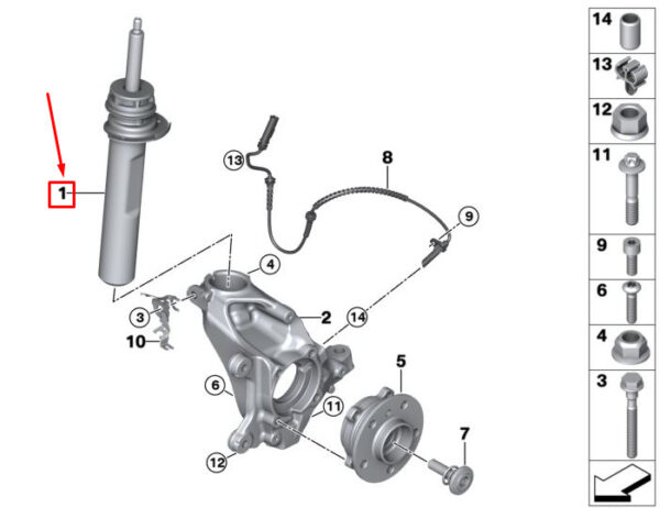31316870818 - MINI COOPER F55 FRONT RIGHT SHOCK ABSORBER 6870818 31316870818 NEW GENUINE