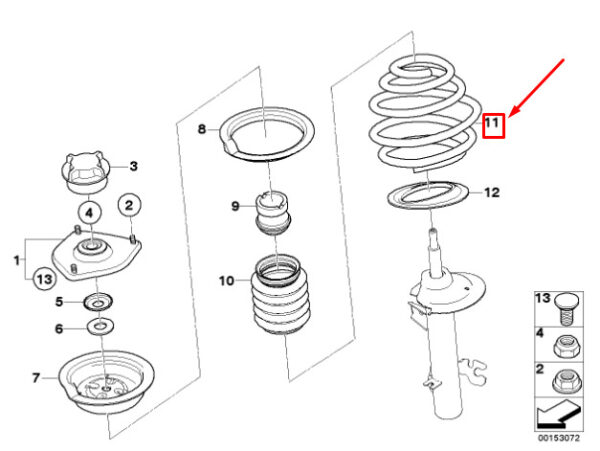 31336768415 - NEW MINI COOPER S JCW R53 FRONT RIGHT RED SCREW SPRING 31336768415