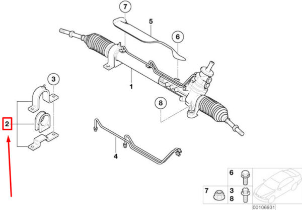 32106777528 - NEW MINI CONVERTIBLE R52 STEERING RACK FITTING SET 32106777528 ORIGINAL