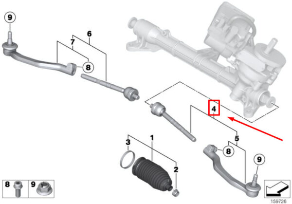 32106778547 - NEW MINI COOPER R56 STEERING LINKS LEFT END TRAIN ROD 3210678547 ORIGINAL