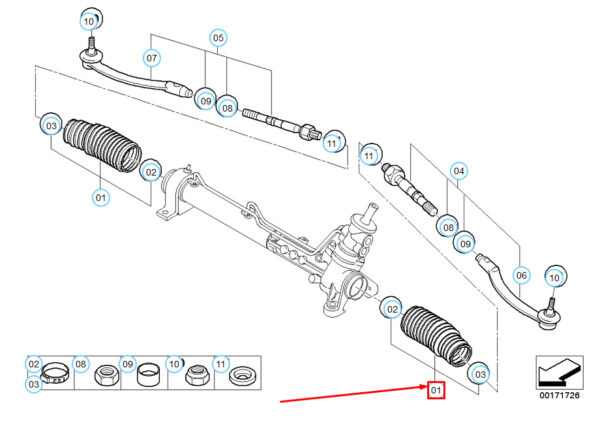 32136756757 - MINI Cooper R50 Steering Rack Repair s 32136756757 NEW GENUINE