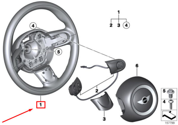 32306858293 - MINI COOPER S R56 LCI sports steering wheel leather 32306858293 NEW GENUINE