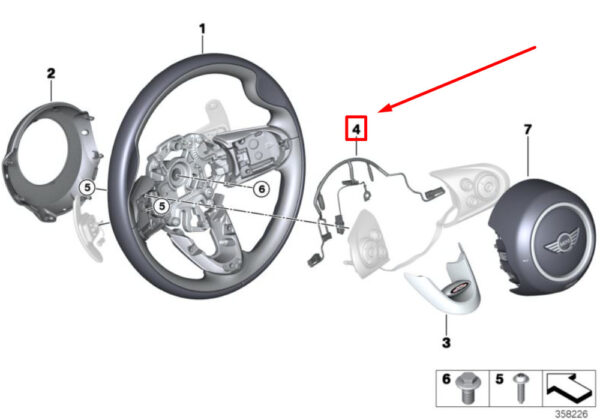 32306864896 - NEW MINI CLUBMAN F54 STEERING WHEEL CONNECTION CABLE 32306864896 6864896 ORIGINAL
