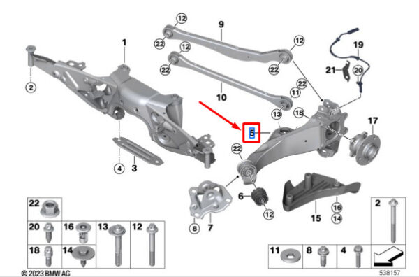33308842877 - MINI COOPER F55 REAR AXLE TRAILING ARM LEFT 33308842877 NEW GENUINE