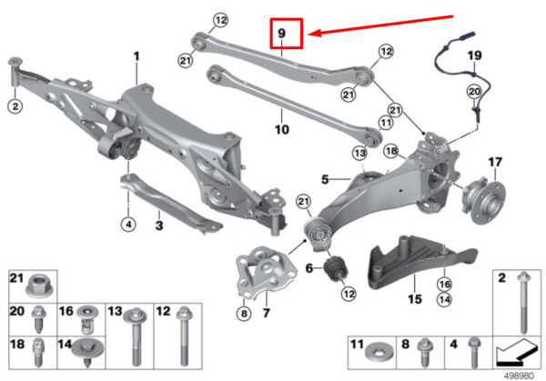 33326884693 - MINI COOPER F56 rear axle upper arm 6884693 33326884693 NEW ORIGINAL