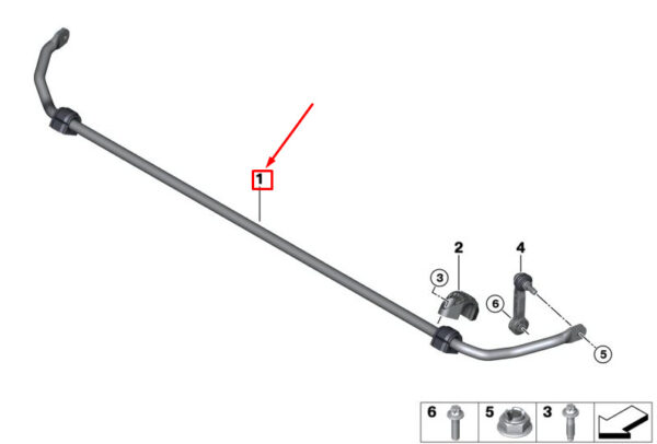 33506853917 - NEW MINI CABRIO F57 REAR AXLE STABILIZER BAR 33506853917 6853917 ORIGINAL