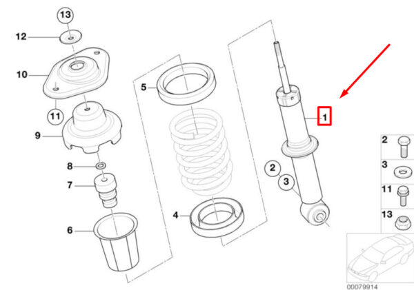 33526781136 - MINI CONVERTIBLE R52 strut strut rear 33526781136 6781136 NEW GENUINE