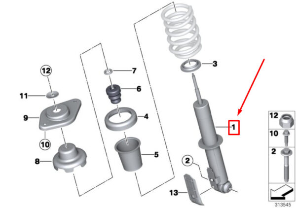 33526853963 - NEW MINI CLUBMAN R55 REAR SHOCK ABSORBER SPRING 33526853963 STRAP ORIGINAL