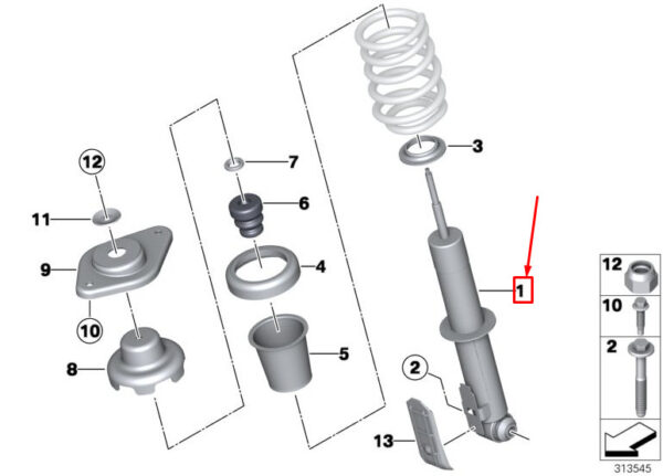 33526853967 - MINI CLUBMAN R55 REAR LEFT SHOCK ABSORBER 6853967 33526853967 NEW GENUINE