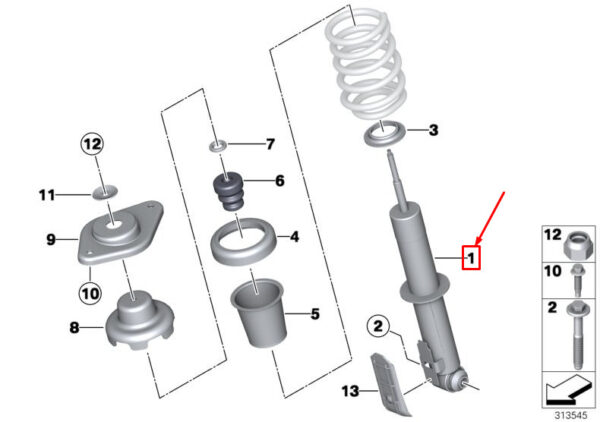 33526853970 - NEW MINI CABRIO R57 CONVERTIBLE REAR SHOCK ABSORBER 33526853970 6853970 ORIGINAL