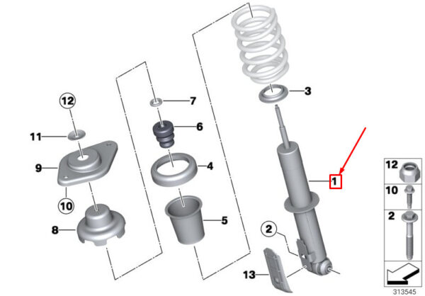 33526857140 - MINI Roadster R59 Rear Shock Absorber 6857140 33526857140 NEW GENUINE