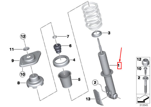 33526857141 - MINI Roadster R59 Rear Shock Absorber 6857141 33526857141 NEW GENUINE