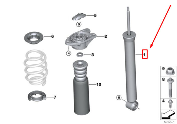 33526870821 - NEW MINI COOPER F55 REAR SHOCK ABSORBER 6870821 33526870821 ORIGINAL