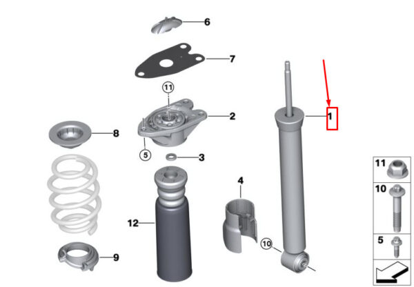 33526879654 - MINI COOPER F56 REAR SHOCK ABSORBER 33526879654 6879654 NEW GENUINE