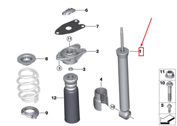33526884960 - MINI COUNTRYMAN F60 REAR SHOCK ABSORBER 33526884960 6884960 NEW GENUINE