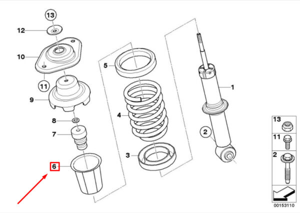 33531507254 - MINI COOPER R50 dust pipe for rear shock absorbers 33531507254 NEW ORIGINAL