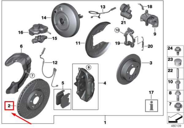 34106864133 - MINI CLUBMAN F54 brake disc front 34106864133 6864133 NEW ORIGINAL