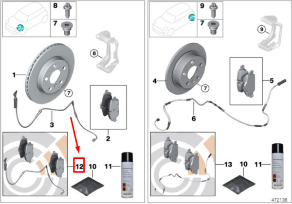 34112444444 - Mini Countryman R60 Front Brake Pads Set 24444 341124444 NEW ORIGINAL