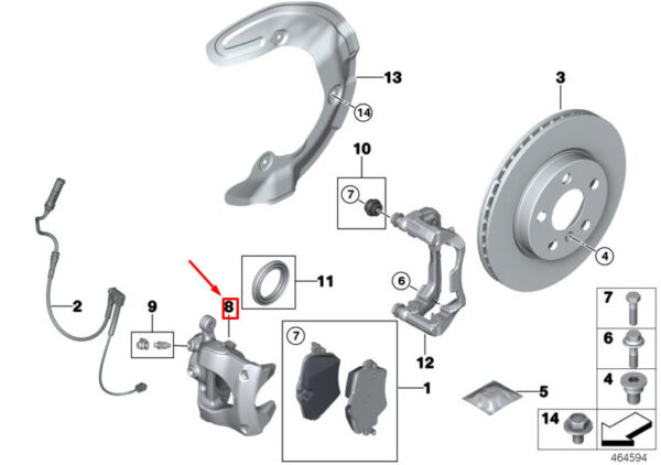 34116860266 - MINI CLUBMAN F54 FRONT RIGHT BRAKE CALIPER 6860266 34116860266 NEW GENUINE