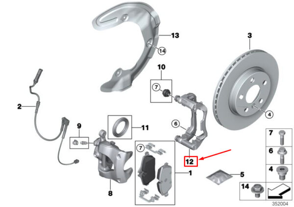 34116868780 - MINI COOPER F55 FRONT RIGHT BRAKE CALIPER CARRIER 34116868780 NEW GENUINE