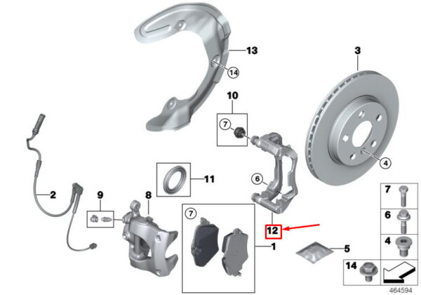 34116869107 - MINI CLUBMAN F54 FRONT LEFT BRAKE CALIPER CARRIER 34116869107 NEW GENUINE