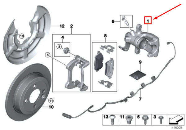 34216785611 - MINI COOPER R56 rear left caliper 34216785611 6785611 NEW REAL