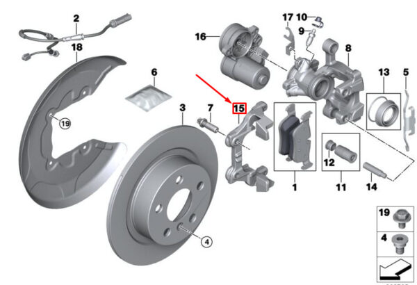 34216860404 - MINI CLUBMAN F54 REAR BRAKE CALIPER BRACKET 34216860404 6860404 NEW GENUINE