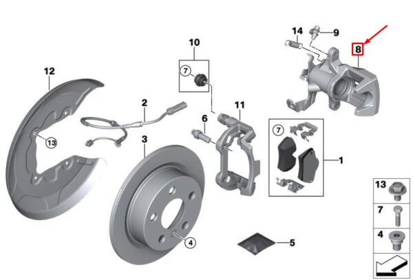 34216860557 - MINI COOPER F55 REAR LEFT BRAKE CALIPER 34216860557 6860557 NEW GENUINE