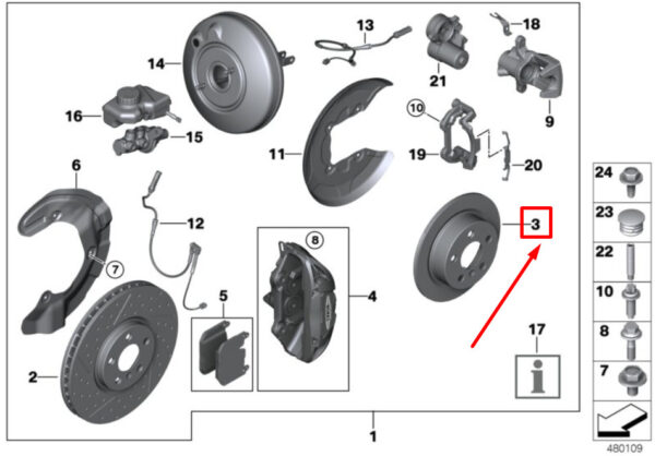 34216864135 - MINI COUNTRYMAN F60 rear brake disc 6864135 34216864135 NEW ORIGINAL