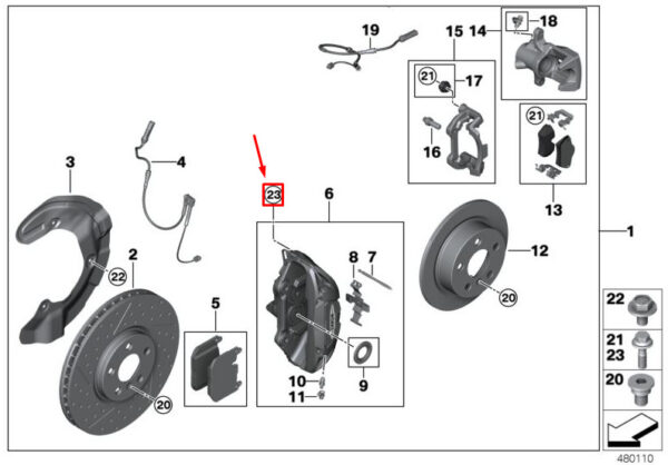 34216865656 - MINI COOPER F56 REAR RIGHT BRAKE CALIPER 6865656 34216865656 NEW GENUINE