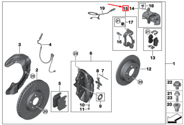 34216866079 - NEW MINI COOPER F55 REAR LEFT BRAKE CALIPER CARRIER 34216866079 6866079