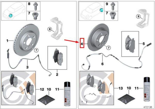 34219811539 - MINI COUNTRYMAN R60 rear brake disc 34219811539 9811539 NEW GENUINE
