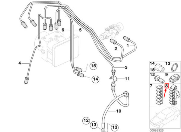 34321022150 - MINI COOPER R50, R53 FRONT BRAKE LINE BRACKET 34321022150 NEW GENUINE