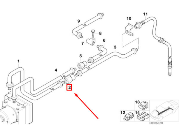 34326757285 - MINI CONVERTIBLE R52 brake hose pipe rear rear part 34326757285 NEW REAL