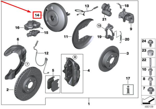 34336873436 - MINI CLUBMAN F54 brake booster 34336873436 6873436 NEW ORIGINAL