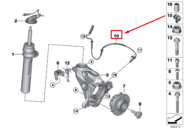 34526895880 - NEW MINI COOPER F56 FRONT WHEEL SPEED SENSOR 34526895880 6895880 ORIGINAL