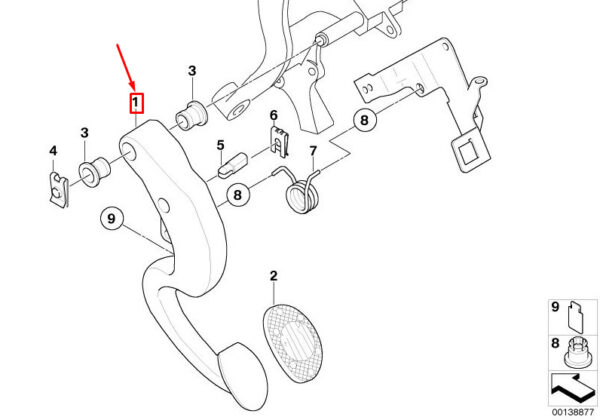 35306757337 - MINI CONVERTIBLE R52 clutch pedal 6757337 353067537337 NEW ORIGINAL