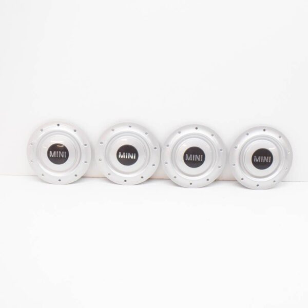 36131512572 - MINI Cooper R50 Wheel Center Hub Caps 4x Silver 16" Set 36131512572 NEW GENUINE
