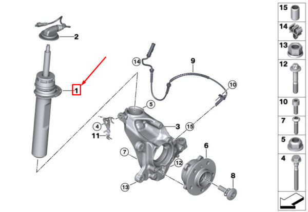 37106876685 - MINI COUNTRYMAN F60 FRONT LEFT SHOCK ABSORBER 37106876685 6876685 NEW GENUINE