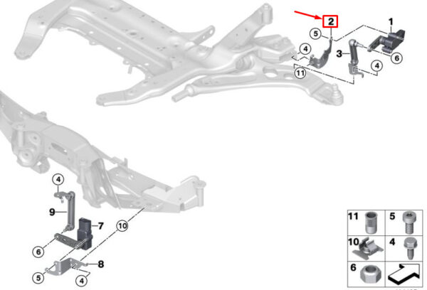 37146853711 - NEW MINI COOPER F55 FRONT LEVEL SENSOR MOUNT 37146853711 6853711 ORIGINAL