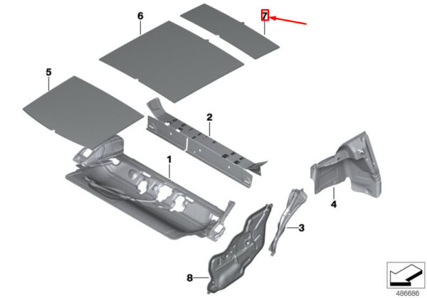 41007385775 - MINI CLUBMAN F54 REAR ROOF SOUND INSULATION 41007385775 7385775 NEW GENUINE