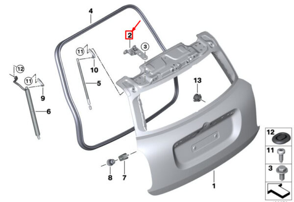 41007389406 - MINI COUNTRYMAN F60 RIGHT TAILGATE HINGE 41007389406 7389406 NEW GENUINE