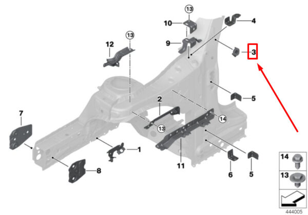 41007389467 - MINI F57 Left Side Wall Pillar-A-Mount 41007384967 7384967 NEW GENUINE