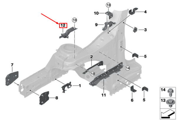 41007438926 - MINI CLUBMAN F54 Right Gas Spring Bracket 41007438926 7438926 NEW GENUINE