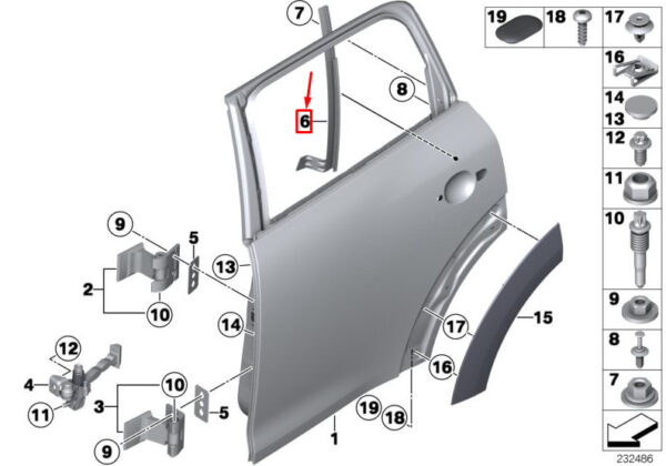 41009803023 - NEW MINI COUNTRYMAN R60 REAR LEFT WINDOW GUIDE RAIL 41009803023 9803023